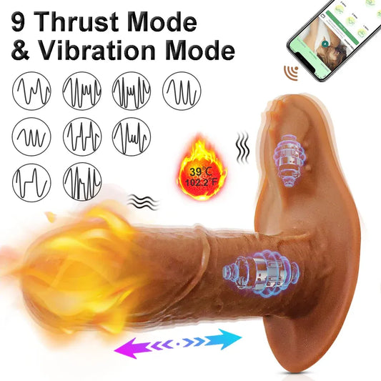 Bluetooth Thrusting Dildo with Heat for Women